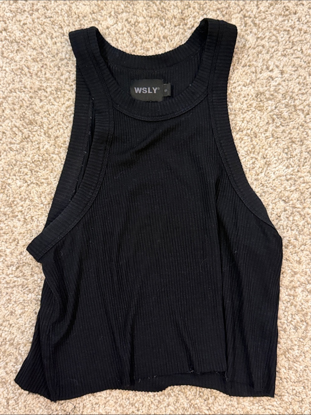 WSLY Black Ribbed Cropped Tank Top